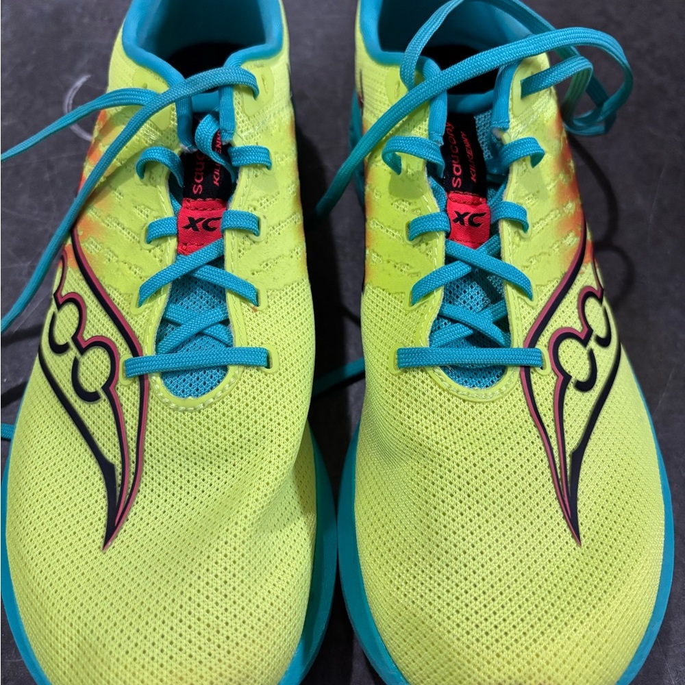 Saucony Men’s 9.5/Women’s 11 - Kilkenny XC 10 Citron and Teal Distance Spikes